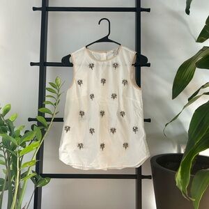 Floral Embroidered J. Crew White Top